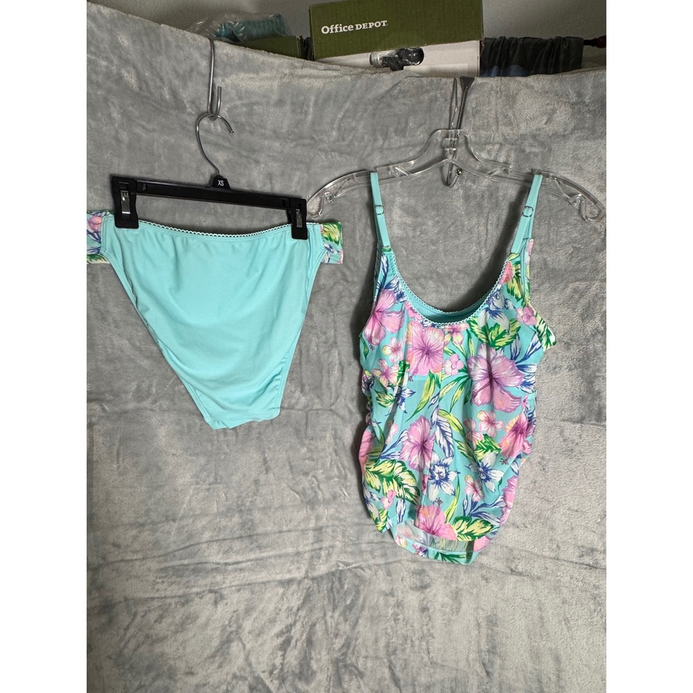 Adore‎ Me Floral Tankini Swimsuit Set Mint Green Tropical ADM117 Womens 
M/L